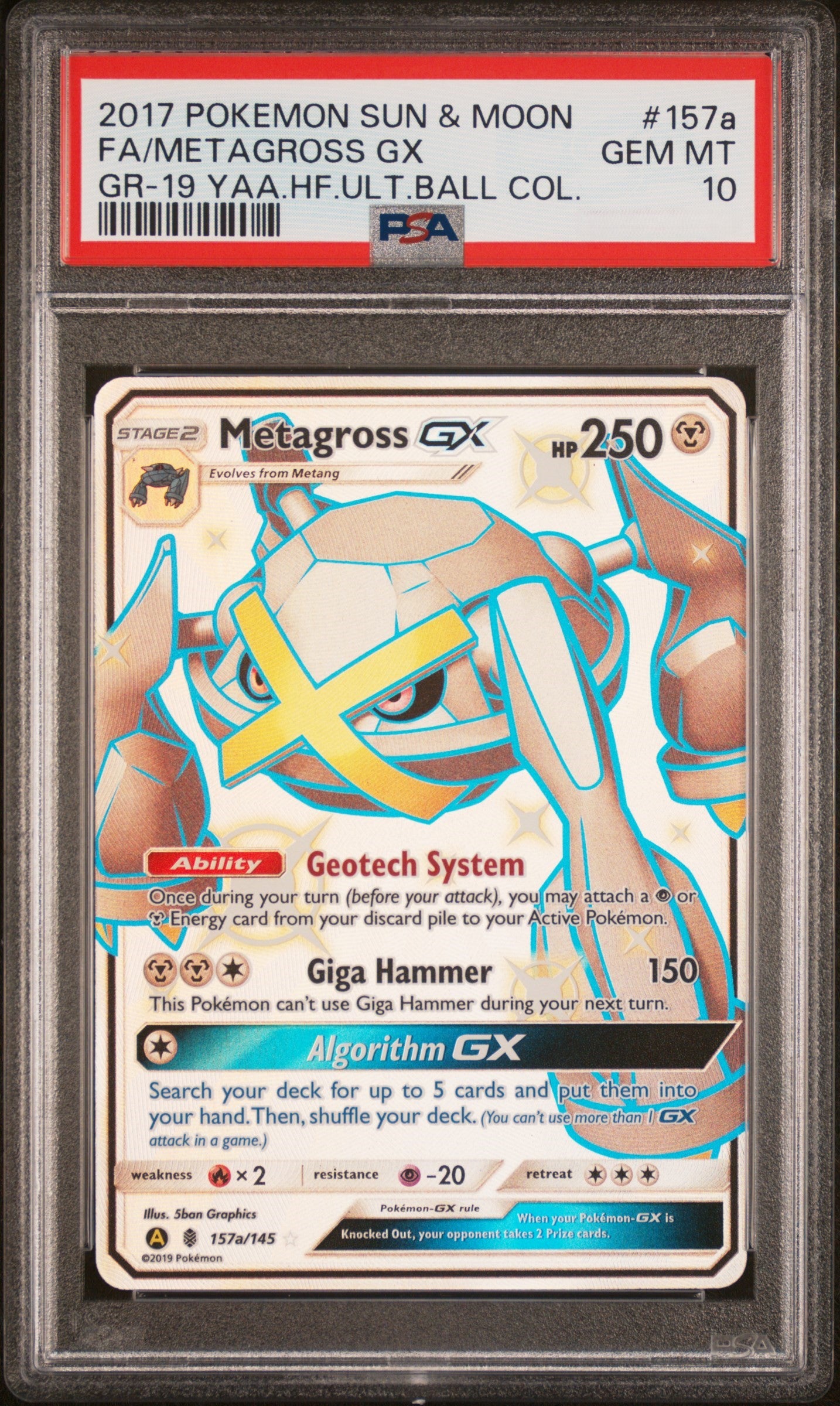 PSA 10 Metagross GX Full Art Shiny - Hidden Fates #157a/145
